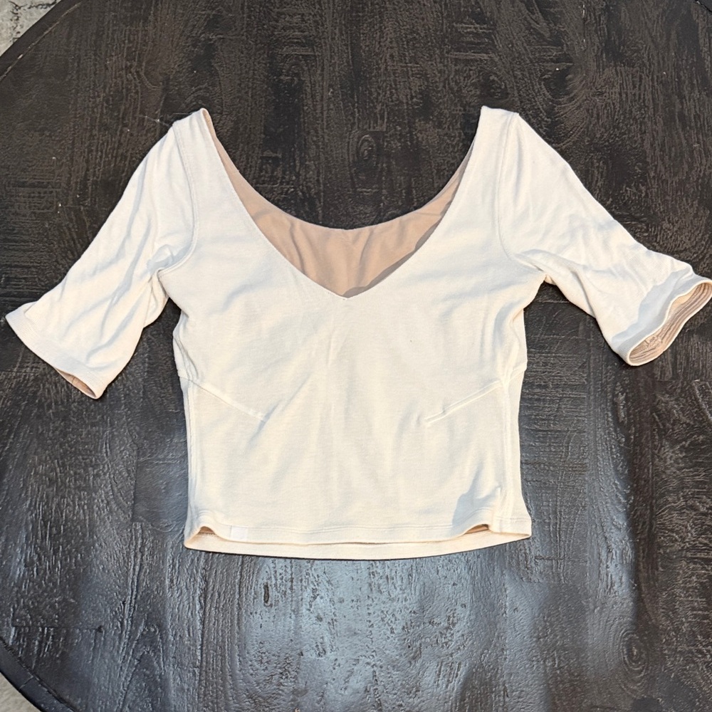 Lululemon Athletica Cream Crop Top - Picture 2 of 4